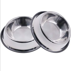 Large set of stainless steel dog bowls